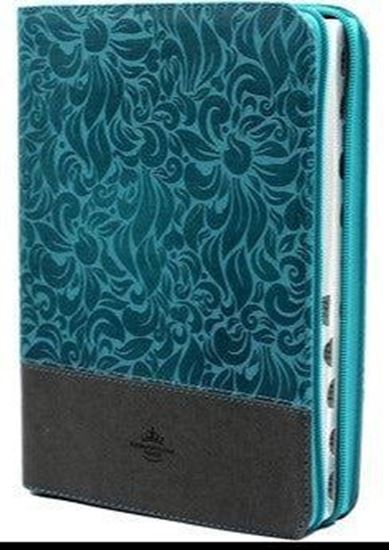 Imagen de BIBLIA LG AZUL/GRIS EN PIEL CON INDICE