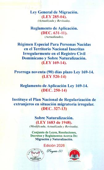 Imagen de LEY GENERAL DE MIGRACION. LEY 285-04