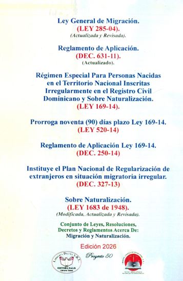 Imagen de MIGRACION Y NATURALIZACION. LEY 285-04